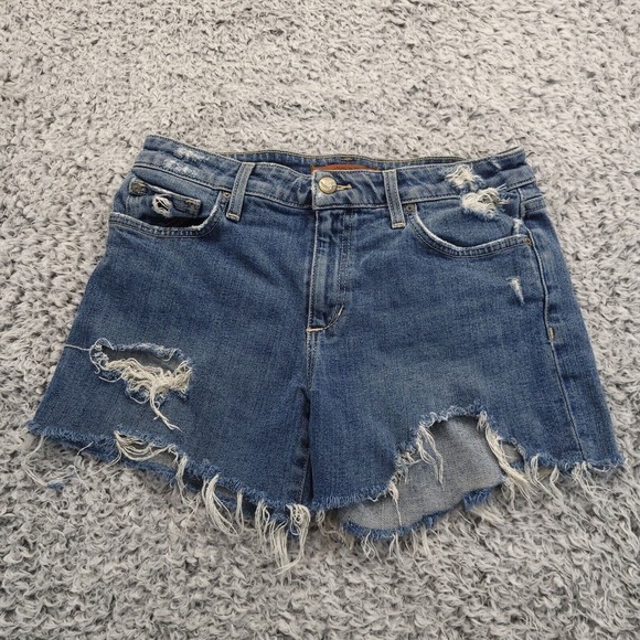 Joe's Jeans Shorts Womens 26 Blue Cut Off Distressed Mid Rise Thrashed Normcore - Picture 2 of 9